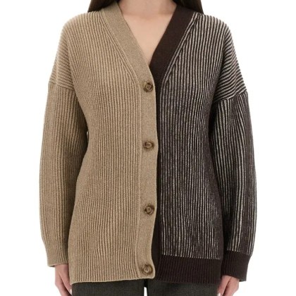 Moschino - Relaxed Fit Cardigan With Inlay Logo Design - Größe XS - braun Moschino - Relaxed Fit Cardigan With Inlay Logo Design - Größe XS - braun
