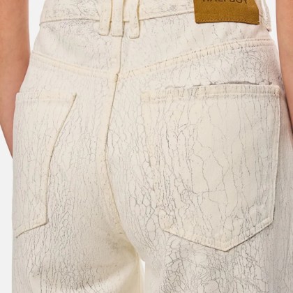 HALFBOY - Beige Crepe Pattern Wide Leg Jeans - Größe 25 - beige – Bild 2