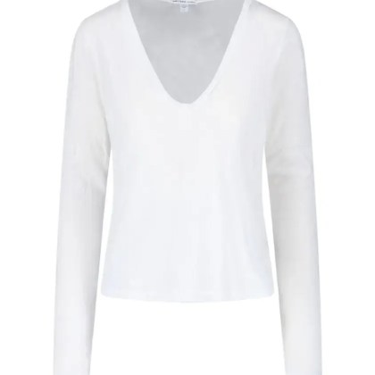 James Perse - V-Neck T-Shirt – White - Größe 3 - weiß James Perse - V-Neck T-Shirt – White - Größe 3 - weiß