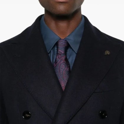 Gabriele Pasini - Midnight Blue Virgin Wool Double-Breasted Coat - Größe 48 - blau – Bild 4