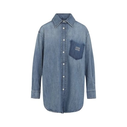Miu Miu - Blue Cotton Shirt With Classic Collar - Größe 42 - blau Miu Miu - Blue Cotton Shirt With Classic Collar - Größe 42 - blau