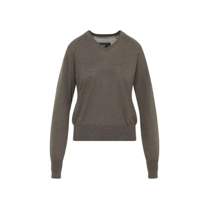 PHOEBE PHILO - V-Neck Brown Knit Sweater - Größe XS - grau PHOEBE PHILO - V-Neck Brown Knit Sweater - Größe XS - grau