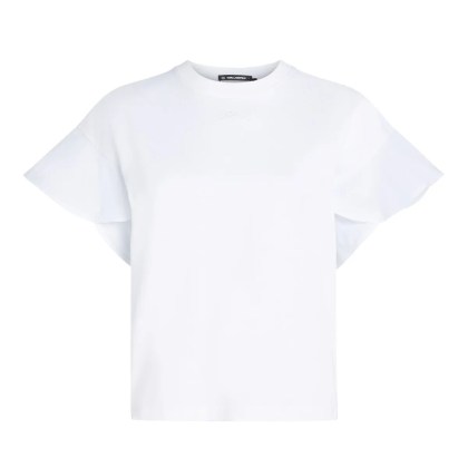 Karl Lagerfeld - T-SHIRT AUS STOFFMIX - Größe L - weiß Karl Lagerfeld - T-SHIRT AUS STOFFMIX - Größe L - weiß