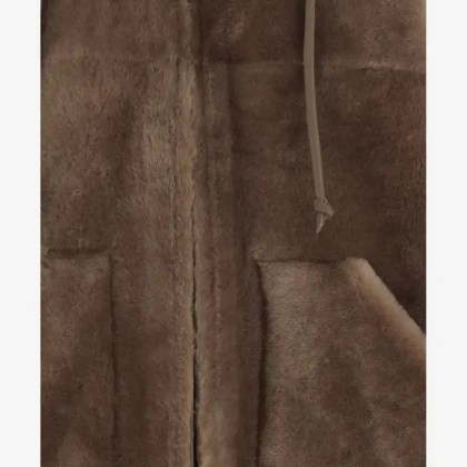 Blancha - Reversible Shearling Jacket With Drawstring Hood - Größe 42 - braun – Bild 3
