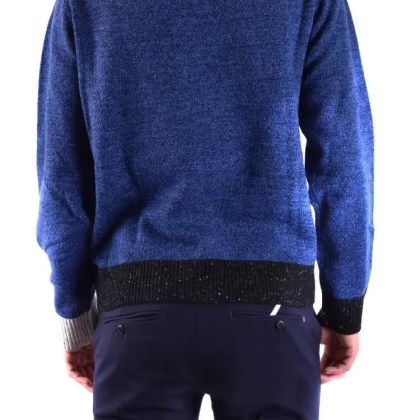 Neil Barrett - Textured Blue Knit Sweater With Color-Blocked Deta - Größe XL - blau – Bild 2
