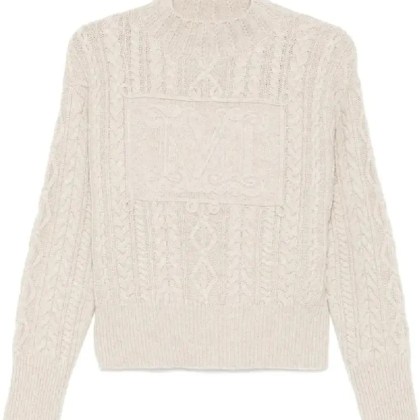 Max Mara - Textured Cable Knit Sweater With High Neckline And - Größe L - beige Max Mara - Textured Cable Knit Sweater With High Neckline And - Größe L - beige