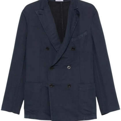 Boglioli - Navy Blue Double-Breasted Cotton Jacket - Größe 54 - blau Boglioli - Navy Blue Double-Breasted Cotton Jacket - Größe 54 - blau