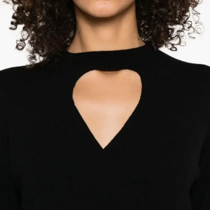 Twin-Set - Keyhole Neckline Black Sweater With Ribbed Cuffs - Größe XS - schwarz – Bild 4