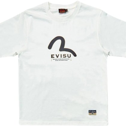 EVISU - T-Shirt Seagull & Evisu Print Multi-pocket Bianca - Größe M - weiß EVISU - T-Shirt Seagull & Evisu Print Multi-pocket Bianca - Größe M - weiß