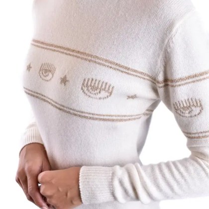 Chiara Ferragni - White Knit Dress With Decorative Eye - Größe M - weiß – Bild 3