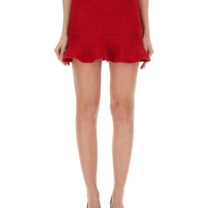 self-portrait - Textured Knit Skirt - Größe S - rot self-portrait - Textured Knit Skirt - Größe S - rot