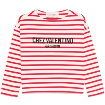 Valentino Garavani - Red And White Striped Cotton T-Shirt - Größe XS - rot Valentino Garavani - Red And White Striped Cotton T-Shirt - Größe XS - rot
