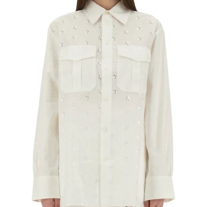 Marine Serre - Upcycled Linen Shirt - Größe M - white Marine Serre - Upcycled Linen Shirt - Größe M - white