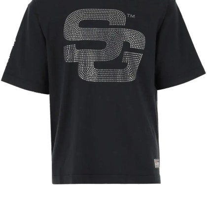 SUMMER GAMES - Rhinestone-Embellished Cotton T-Shirt With Crew Ne - Größe L - schwarz SUMMER GAMES - Rhinestone-Embellished Cotton T-Shirt With Crew Ne - Größe L - schwarz