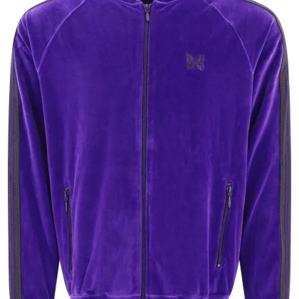 Needles - Purple Velvet Sweatshirt With Zip Front - Größe L - lila Needles - Purple Velvet Sweatshirt With Zip Front - Größe L - lila