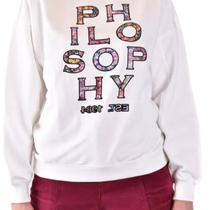 Philosophy Di Lorenzo Serafini - Relaxed-Fit Cotton Sweatshirt With Multicolor Flor - Größe XS - weiß Philosophy Di Lorenzo Serafini - Relaxed-Fit Cotton Sweatshirt With Multicolor Flor - Größe XS - weiß