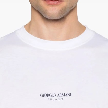 Giorgio Armani - Crew Neck T-Shirt With Logo - Größe 48 - white – Bild 3