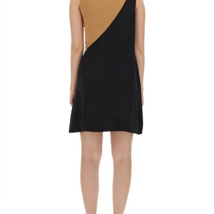 MM6 Maison Margiela - Asymmetrical Black Midi Dress With Lace Detailing - Größe S - schwarz – Bild 3