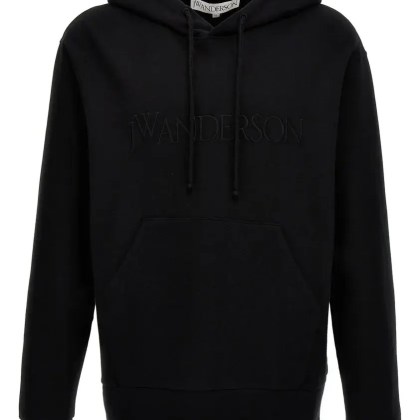 J.W.Anderson - Tone-On-Tone Logo Hoodie With Drawstring Hood - Größe M - schwarz J.W.Anderson - Tone-On-Tone Logo Hoodie With Drawstring Hood - Größe M - schwarz