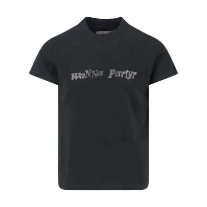 Erl - %27Wanna Party?%27 T-Shirt – Black - Größe M - schwarz Erl - %27Wanna Party?%27 T-Shirt – Black - Größe M - schwarz