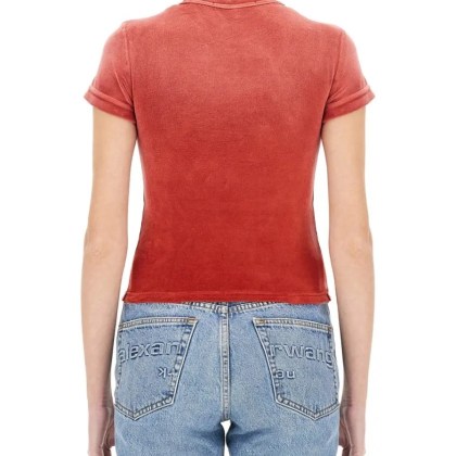 T by Alexander Wang - Slim-Fit T-Shirt With Embossed Logo - Größe XS - rot – Bild 3