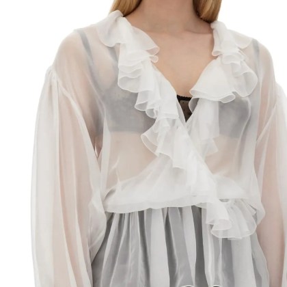 Dolce&Gabbana - Chiffon Blouse With Ruffles - Größe 40 - weiß