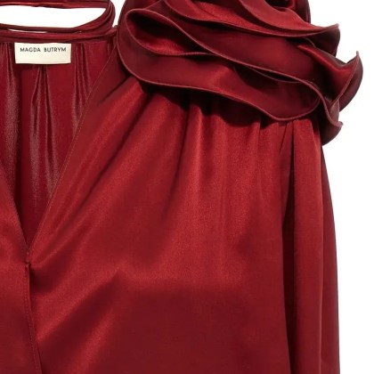 Magda Butrym - Silk Blouse With V-Neck And Removable Brooch - Größe 34 - rot – Bild 3