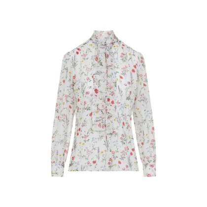 Giambattista Valli - Silk Floral Print Shirt With Ruffled Front - Größe 42 - weiß Giambattista Valli - Silk Floral Print Shirt With Ruffled Front - Größe 42 - weiß
