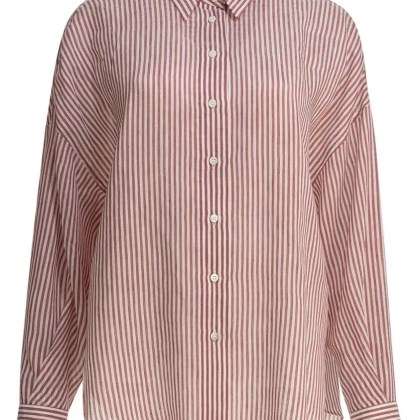 Brunello Cucinelli - Bordeaux Stripe Linen-Cotton Blend Shirt - Größe L - pink Brunello Cucinelli - Bordeaux Stripe Linen-Cotton Blend Shirt - Größe L - pink