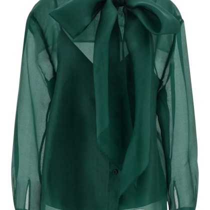 Carolina Herrera - Organza Blouse - Größe 12 - grün Carolina Herrera - Organza Blouse - Größe 12 - grün