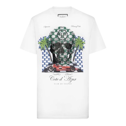 Philipp Plein - T-Shirt Rundhalsausschnitt Mit Schmucksteinen - Größe S - weiß Philipp Plein - T-Shirt Rundhalsausschnitt Mit Schmucksteinen - Größe S - weiß
