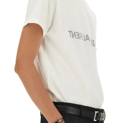 Saint Laurent - T-Shirt With Reverse Logo - Größe M - weiß – Bild 3