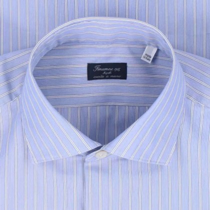Finamore - Milano' Striped Shirt – Light Blue - Größe 43 - blau – Bild 4