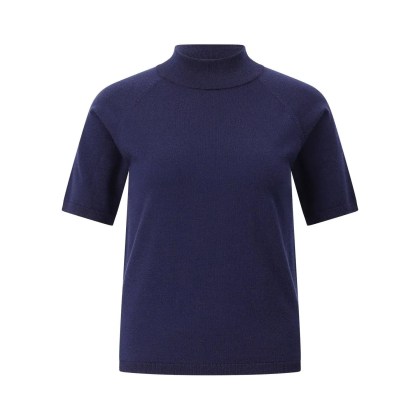 Hemisphere - Kurzarmpullover aus Merinowolle - Größe 34 - blau Hemisphere - Kurzarmpullover aus Merinowolle - Größe 34 - blau