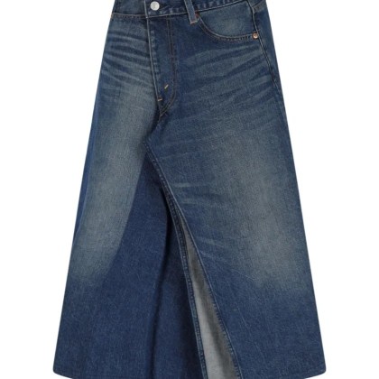 Junya Watanabe - Logo Midi Denim Skirt – Blue - Größe S - blau Junya Watanabe - Logo Midi Denim Skirt – Blue - Größe S - blau