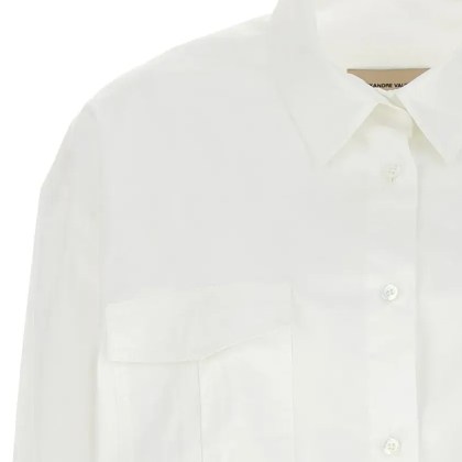 Alexandre Vauthier - Front Pocket Cotton Shirt With Button Closure - Größe 36 - weiß – Bild 3