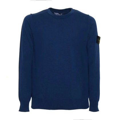 Stone Island - Organic Cotton Crew Neck Sweater With Iconic Badge - Größe M - blau Stone Island - Organic Cotton Crew Neck Sweater With Iconic Badge - Größe M - blau