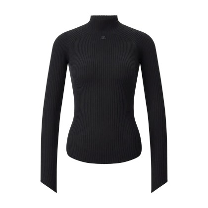 Courrèges - Gerippter Pullover mit Turtleneck - Größe M - schwarz Courrèges - Gerippter Pullover mit Turtleneck - Größe M - schwarz