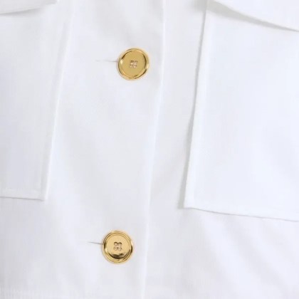 Patou - White Jacket With Front Button Fastening And Moder - Größe 40 - weiß – Bild 3