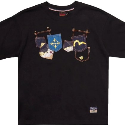 EVISU - T-Shirt Multi-Pocket Nera - Größe M - schwarz EVISU - T-Shirt Multi-Pocket Nera - Größe M - schwarz