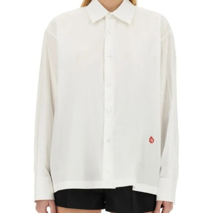 T by Alexander Wang - Cotton Shirt With Classic Collar And Minimalist Lo - Größe L - weiß T by Alexander Wang - Cotton Shirt With Classic Collar And Minimalist Lo - Größe L - weiß