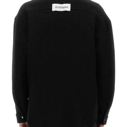 Amish - Relaxed Fit Wool Blend Overshirt With Classic Coll - Größe S - schwarz – Bild 3