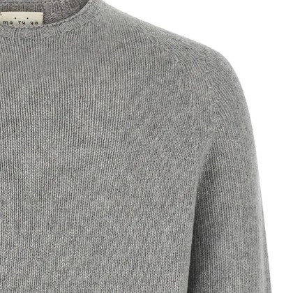 MA'RY'YA - Cashmere Blend Wool Sweater With Ribbed Details - Größe XL - grau – Bild 3