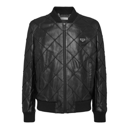 Philipp Plein - Leder-Bomber - Größe 3XL - schwarz Philipp Plein - Leder-Bomber - Größe 3XL - schwarz