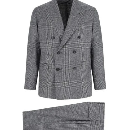 Tagliatore - Double-Breasted Houndstooth Suit With Signature Si - Größe 46 - grau Tagliatore - Double-Breasted Houndstooth Suit With Signature Si - Größe 46 - grau