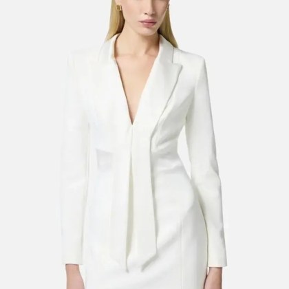 Elisabetta Franchi - Mini Dress With Tailored Silhouette - Größe 44 - weiß – Bild 3