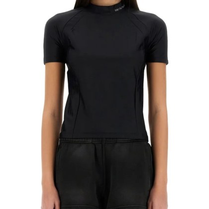 T by Alexander Wang - Fitted Black T-Shirt With Logo Details - Größe L - schwarz T by Alexander Wang - Fitted Black T-Shirt With Logo Details - Größe L - schwarz