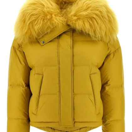 Yves Salomon - Fur Insert Down Jacket - Größe 36 - gelb Yves Salomon - Fur Insert Down Jacket - Größe 36 - gelb