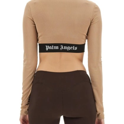 Palm Angels - Cropped Top With Logo - Größe M - beige – Bild 3