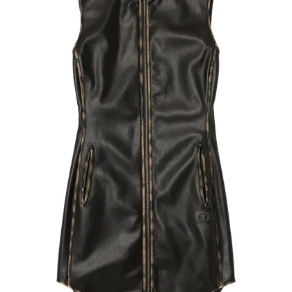 Diesel - Fitted Midi Dress With Zipper Closure And Piping D - Größe 40 - schwarz Diesel - Fitted Midi Dress With Zipper Closure And Piping D - Größe 40 - schwarz